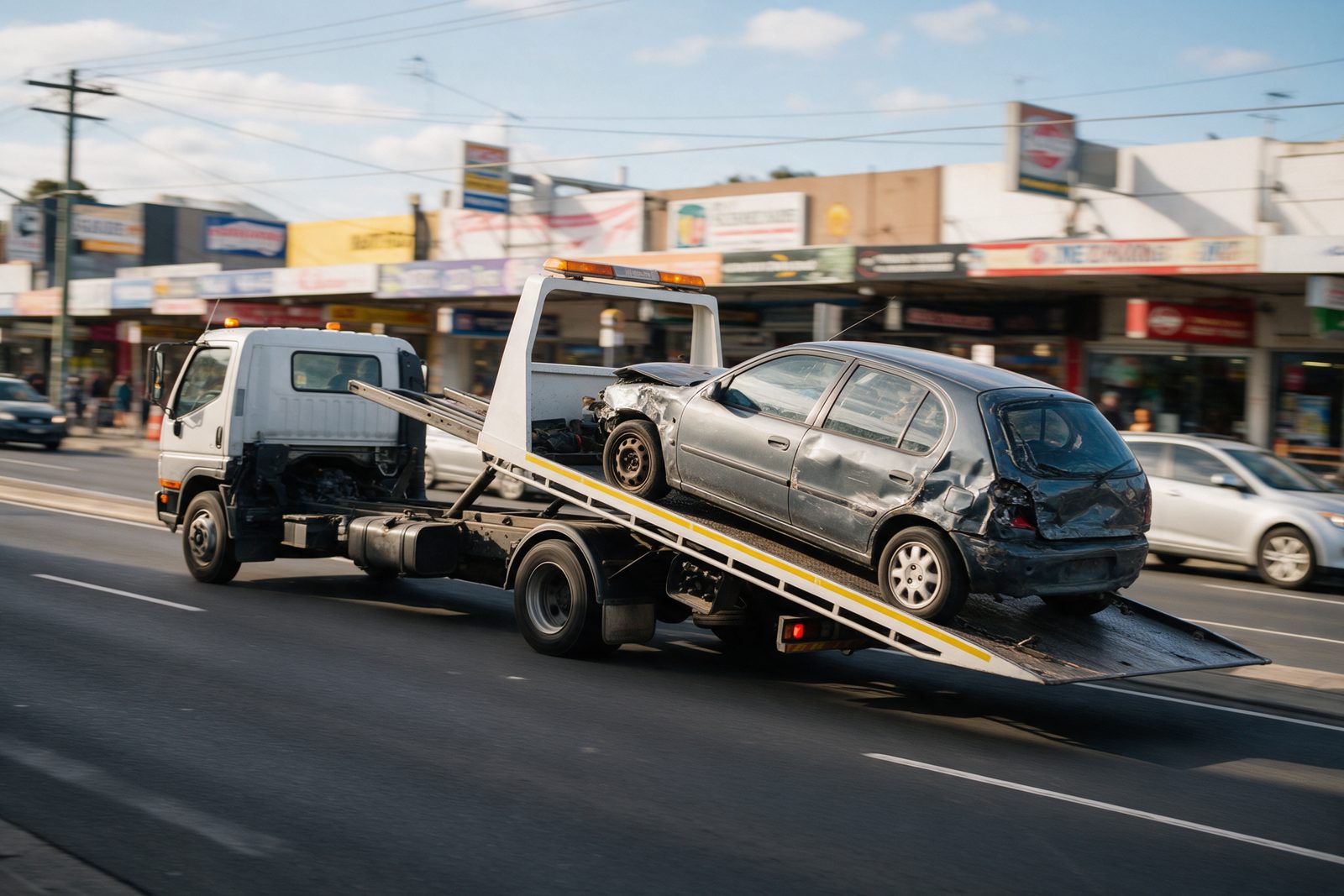 Car wreckers Springvale - tow truck collecting a vehicle in Springvale